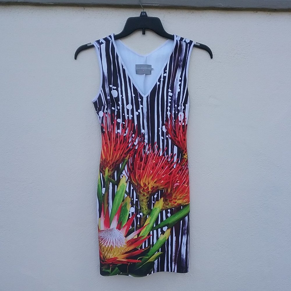 Clover Canyon Neoprene Exotic Floral Sheath Dress Size S